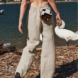 Marina | Women's Pants with Drawstring Waistband and Wide Legs