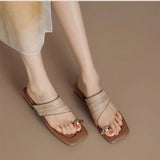 Alessia | Women's Flats with Raffia Strap and Toe-Loop