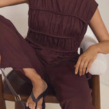 Elodie | Women Top With Ruched Bodice Peplum Hem