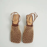 Monroe | Women's Heels with Square-Toe and Braided Mesh