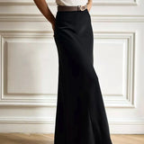 Seraphine | Women's Satin Maxi Skirt with Fishtail Hem