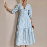 Beatrice | Women's Maxi Dress with V-Neck and Pleated Skirt