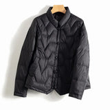 Natalie | Women's Chevron Quilted Duck Down Jacket with Snap Button Closure