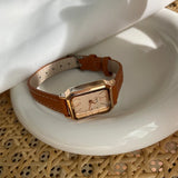 Audrey | Women Wrist Watch with Rectangle Dial and Leather Strap