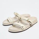 Maribel | Women's Twin Strap Flats with Buckles Cushioned Insole Anti-Slip Sole