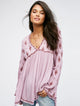 Lydia | Women's Embroidered Crinkle Cotton Mini Dress with V-Neck