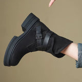 Quinnette | Women's Boots with Layered Straps and Fold-Over