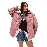Jane | Women's Oversized Washed Denim Jacket with Side-Split Hem