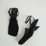 Monroe | Women's Heels with Square-Toe and Braided Mesh