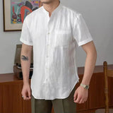 Isidore | Men's Cotton Linen Stand Collar Shirt