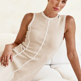 Mireya | Women's Ribbed Knit Maxi Dress with Contrast Seam Detail