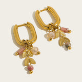 Celeste | Women's Hoop Earrings with Stone Charm and Hinged Closure