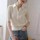 Amy | Women Polo Top with Breathable Stretch Fabric and Button-Collar