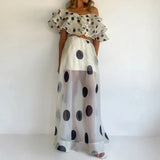 Helena | Women's Two Piece Set with Ruffle Top and Polka Dot Skirt