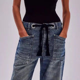 Théa | Women's Relaxed Denim Jeans with Rope Waist