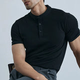 Austin | Men's Collared Slim Fit Button Neck T-Shirt