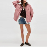 Jane | Women's Oversized Washed Denim Jacket with Side-Split Hem