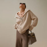 Skylar | Women's Cotton Pullover with Wide Collar and Chest Zipper Detail