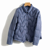 Natalie | Women's Chevron Quilted Duck Down Jacket with Snap Button Closure