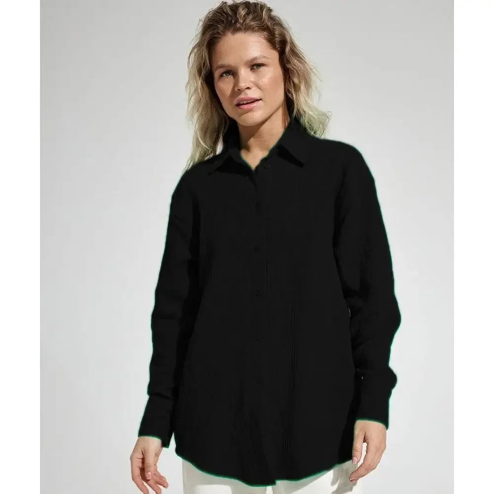 Langley | Women Shirt With Cotton Crinkle Fabric