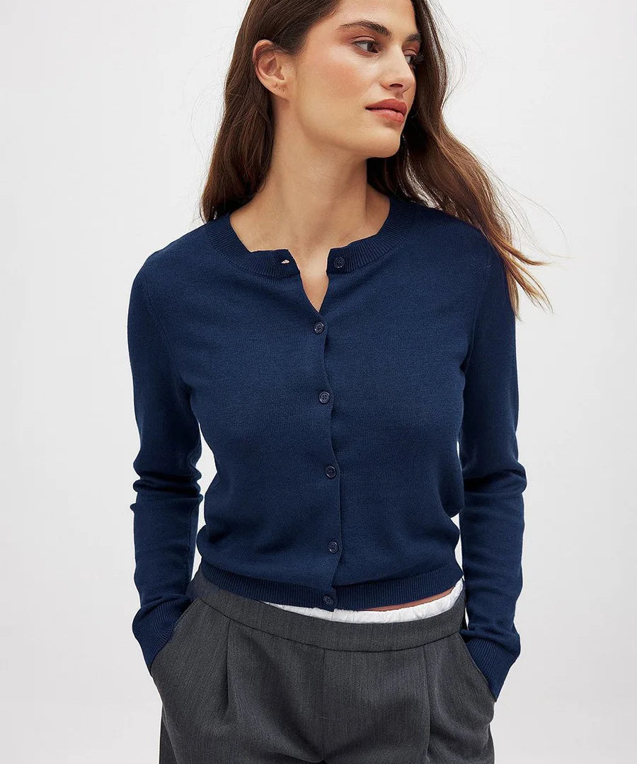 Camille | Women Cardigan With Knit Round Neck