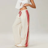 Kyla | Women's High Waist Striped Cotton Pants with Elastic Waist