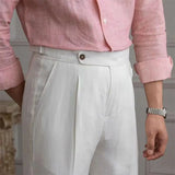 Wesley | Men's Linen Pants with High-Waist Straight-Leg