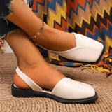 Veyla | Women's Sling Flats - Cushioned Sole - Square-Toe - Slingback Strap