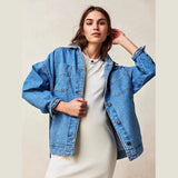 Jane | Women's Oversized Washed Denim Jacket with Side-Split Hem