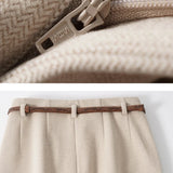 Annabelle | Women's High Waist Wide Leg Wool Blend Trousers