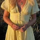 Juliette | Women's A-Line Maxi Sundress with Button Front
