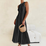 Mireya | Women's Ribbed Knit Maxi Dress with Contrast Seam Detail
