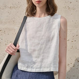 Luna | Women Top With Linen Asymmetric Hem