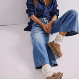Isla | Women's Cropped Wide Leg Denim Pants with Drawstring Waist