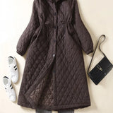 Maren | Women's Diamond Quilted Long Coat with Drawstring Waist