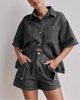 Rowan | Women's Denim Two Piece Set Cargo Shorts