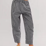 Evangeline | Women's Relaxed Check Pants with Elastic Waist