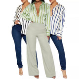 Delaney | Women Blouse With Satin Stripe Design