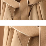 Lillian | Women's Long Duck Down Coat with Wool Shawl Collar and Belted Waist
