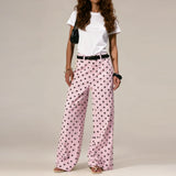 Beatrice | Women's Wide Leg Pants with Polka Dot Print