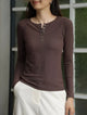 Francesca | Women Top With Ribbed Henley Design