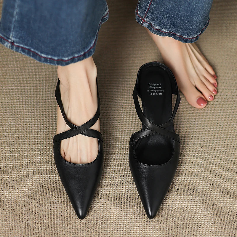 Delphine | Women's Mules with Leather Upper and Open-Toe