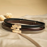 Camille | Women Leather Belt with Gold Buckle and Smooth Finish