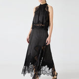 Isabelle | Women's Satin Lace Halter Dress