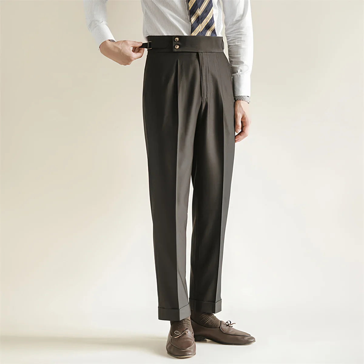 James | Men's Trousers with Pleated Front and Elastic Waistband