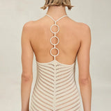 Mabel | Women's Crochet Knit Halter Maxi Dress with Open Back