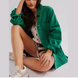 Jane | Women's Oversized Washed Denim Jacket with Side-Split Hem