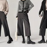 Mabel | Women's Wool Blend Wide Leg Pants with High Waist