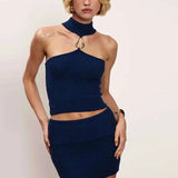 Astrid | Women's Knit Two Piece Set Collar Top