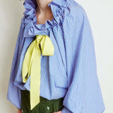 Bellarine | Women Blouse With Ruffled Collar Bow Tie